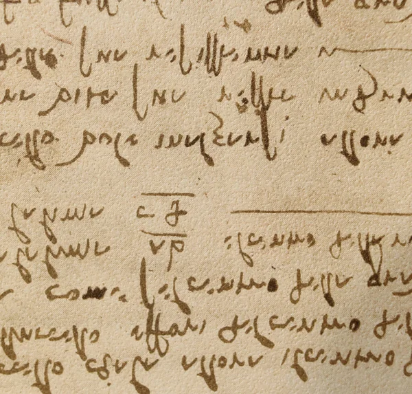Χειρόγραφο Σχέδια Επιγραφές Του Λεονάρντο Ντα Βίντσι Στο Παλιό Βιβλίο — Φωτογραφία Αρχείου
