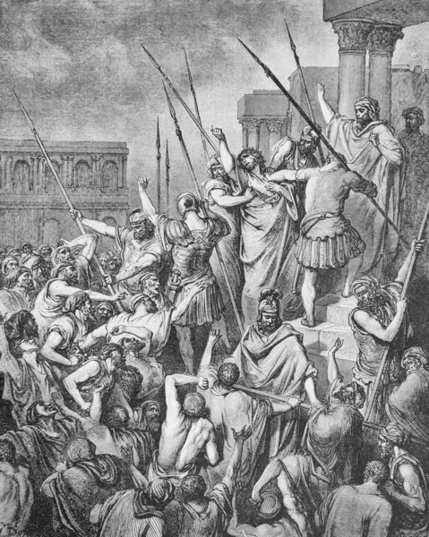 Aufstand Der Juden Gegen Den Apostel Paulus Jerusalem Alten Buch — Stockfoto