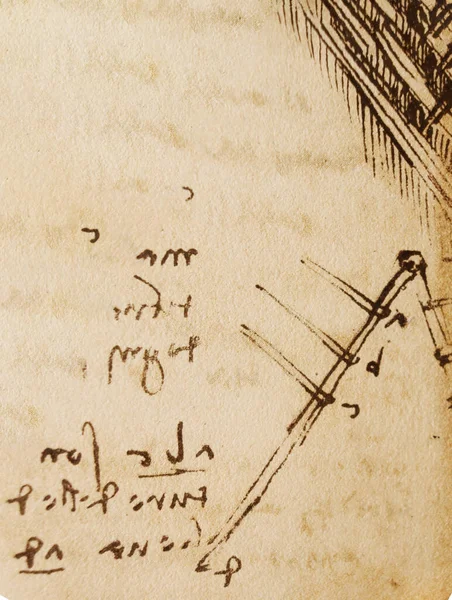 Manuscrito Dibujos Planos Leonardo Vinci Viejo Libro Codice Sul Volo —  Fotos de Stock