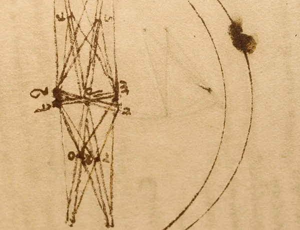 Manuscrito Dibujos Planos Leonardo Vinci Viejo Libro Codice Sul Volo — Foto de Stock