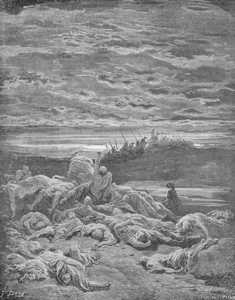 Jeroboam之子的死亡 载于G Doreh著的 画中的圣经 一书中 1897年 — 图库照片