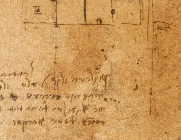 Manuscrito Dibujos Planos Plano Casa Leonardo Vinci Viejo Libro Codice — Foto de Stock