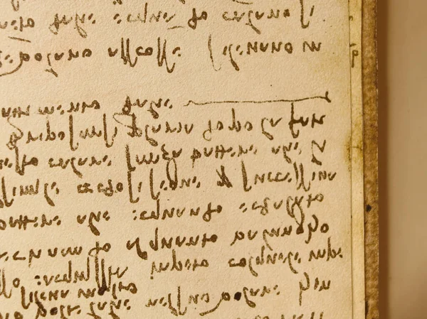 stock image Manuscript, drawings, inscriptions by Leonardo Da Vinci in the old book The Codice Sul Volo, by E. Rouveyre , 1893