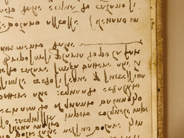 Manuscript, drawings, inscriptions by Leonardo Da Vinci in the old book The Codice Sul Volo, by E. Rouveyre , 1893