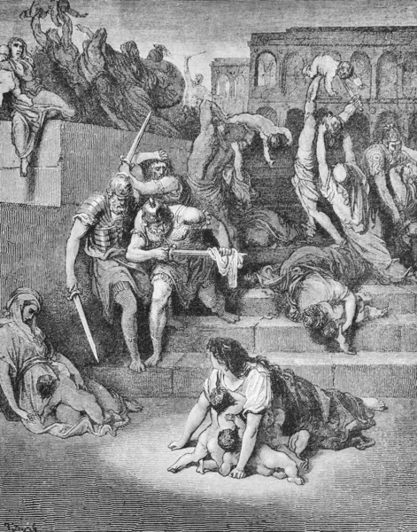 Killing Innocent Babies Herod Old Book Bible Pictures Doreh 189 — Stock Photo, Image