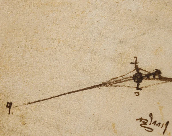 Leonardo Vinci Nin Eski Kitabı Codice Sul Volo Nun Taslakları — Stok fotoğraf