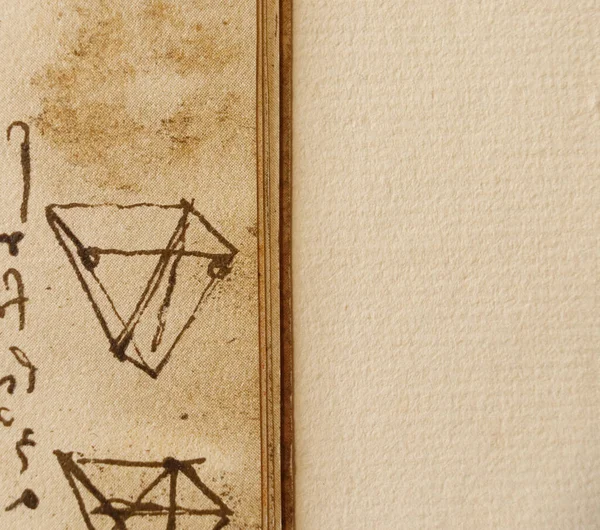 Рукопись Рисунки Чертежи Леонардо Винчи Старой Книге Codice Sul Volo — стоковое фото