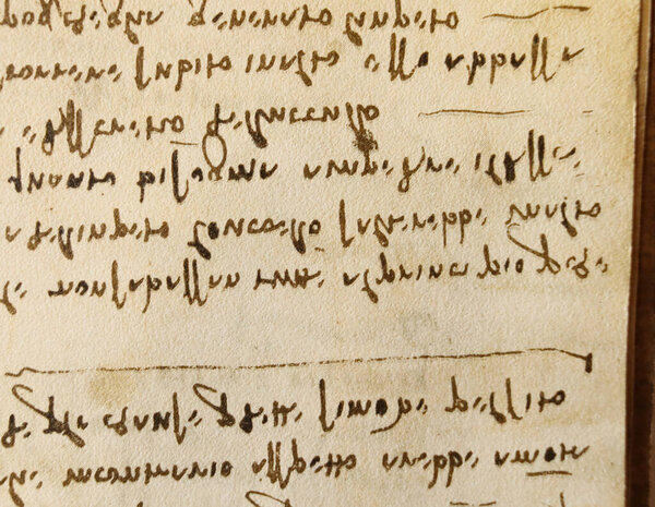 Manuscript, drawings, inscriptions by Leonardo Da Vinci in the old book The Codice Sul Volo, by E. Rouveyre , 1893