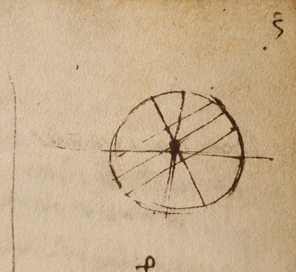 Rukopis Kresby Plány Kruh Leonarda Vinciho Staré Knize Codice Sul — Stock fotografie