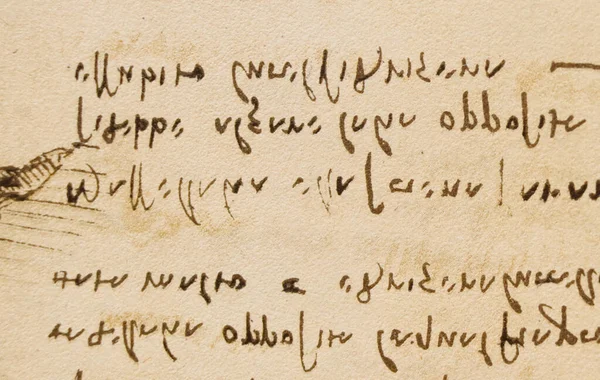 Rękopis Rysunki Lot Ptaka Leonarda Vinci Ego Starej Książce Codice — Zdjęcie stockowe
