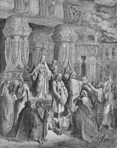 Cyrus Vrací Nádoby Chrámu Páně Staré Knize Bible Obrázcích Doreha — Stock fotografie