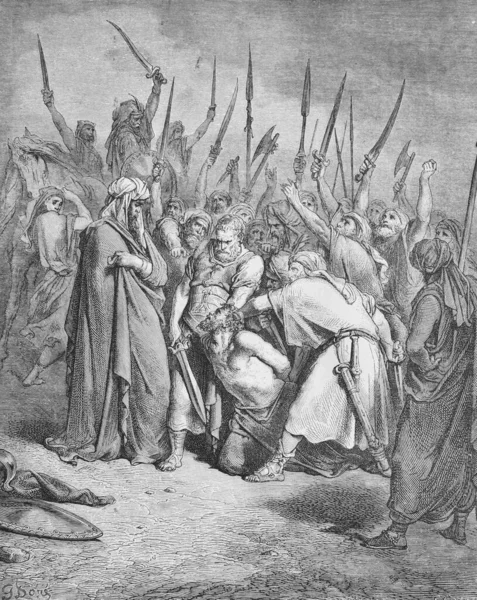 サミュエルは Bible Pictures Doreh 1897 の中でアガグを殺している — ストック写真