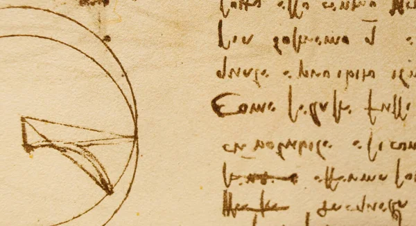 Рукопись Рисунки Чертежи Круг Леонардо Винчи Старой Книге Codice Sul — стоковое фото