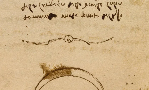 Rukopis Kresby Nápisy Leonarda Vinciho Staré Knize Codice Sul Volo — Stock fotografie