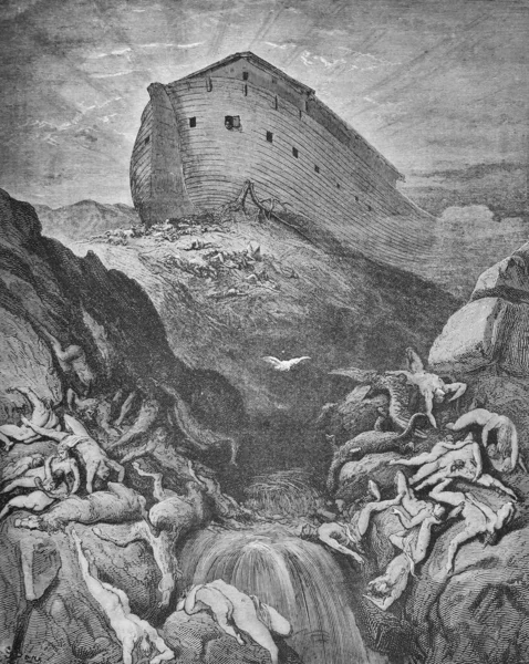 Noahs Ark Flood Old Book Bible Pictures Doreh 1897 — 스톡 사진