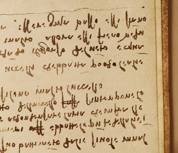 Manuscript Drawings Inscriptions Leonardo Vinci Old Book Codice Sul Volo — Stock Photo, Image