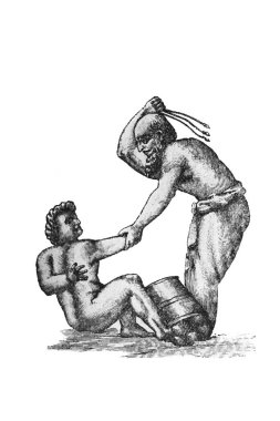 Usta köleyi eski kitapta cezalandırıyor. The General history, by I.N. Borozdin.