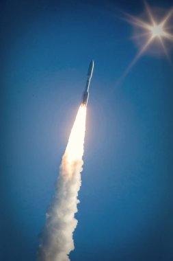 Roket ve ışık. Nasa tarafından döşenmiş bu görüntünün unsurları