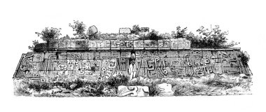 Xochicalco, Meksika 'daki piramidin tasviri. S.N.' nin 