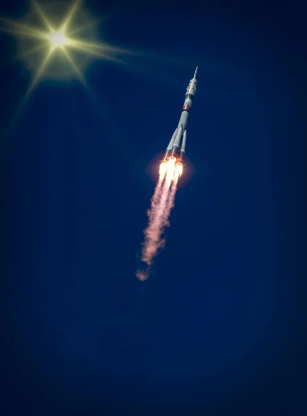 Rocket Spaceship Elements Image Furnished Nasa — Stock Photo, Image