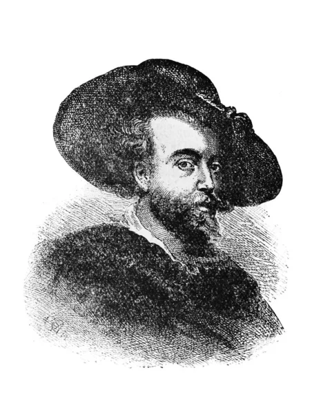 Peter Paul Rubens Foi Artista Flamengo Diplomata Antigo Livro Encyclopedic — Fotografia de Stock