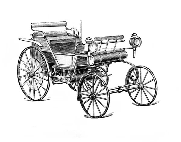 大百科全书 中戴姆勒发动机的汽车 作者S Yuzhakov 1900年 圣彼得堡 — 图库照片