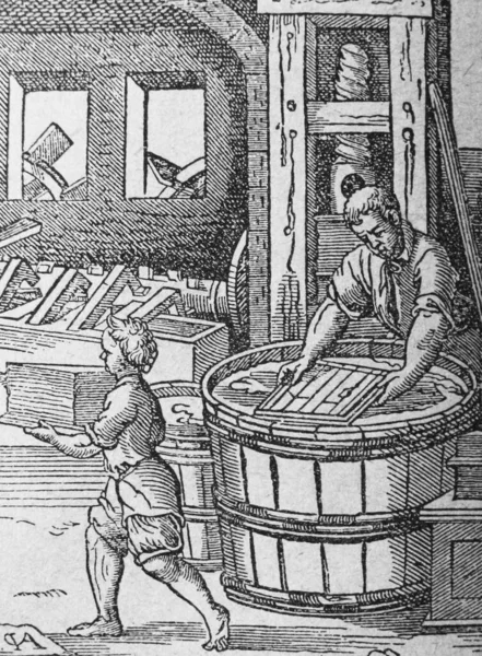 Paper Making Process Old Book Ιστορία Του Πολιτισμού Από Τον — Φωτογραφία Αρχείου