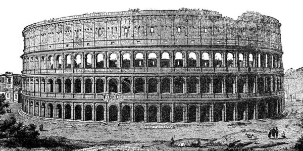 Illustrazione Incisa Del Colosseo Libro Epoca Encyklopedya Powszechna 1890 Warsa — Foto Stock