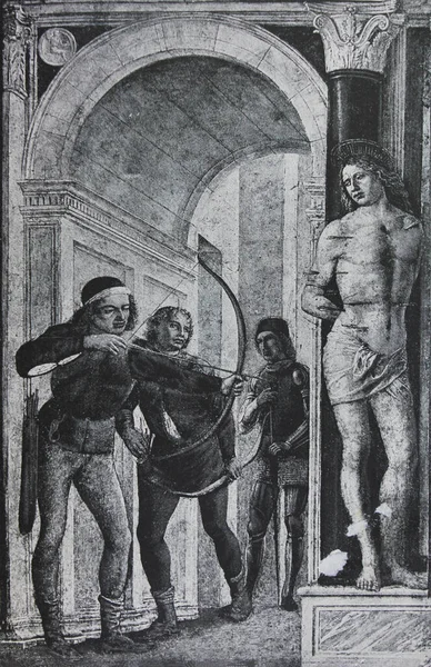 Morte San Sebastiano Foppa Incisa Libro Epoca Leonard Vinci Autore — Foto Stock