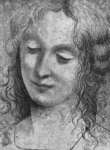 Деталь Девы Скал Леонардо Винчи Выгравирована Винтажной Книге Леонарда Винчи — стоковое фото