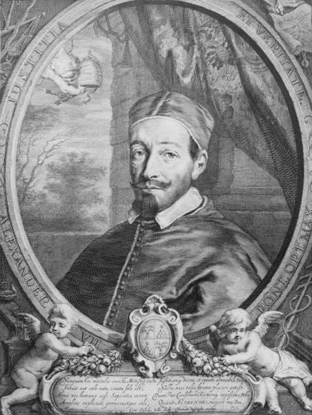 在由A Suvorina所著的 肖像画画廊 一书中 教宗亚历山大七世是天主教的领袖 1885年 圣彼得堡 — 图库照片