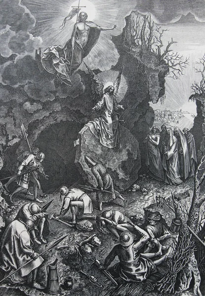 Résurrection Pieter Brueghel Gravée Dans Livre Vintage Histoire Des Peintres — Photo