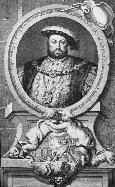 Henry Viii Était Roi Angleterre Dans Ancien Livre Portrait Gallery — Photo