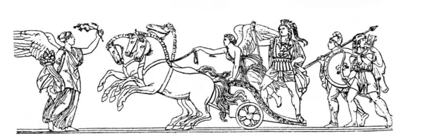 Θρίαμβος Του Μεγάλου Αλεξάνδρου Στο Παλιό Βιβλίο Ιστορία Του Πολιτισμού — Φωτογραφία Αρχείου