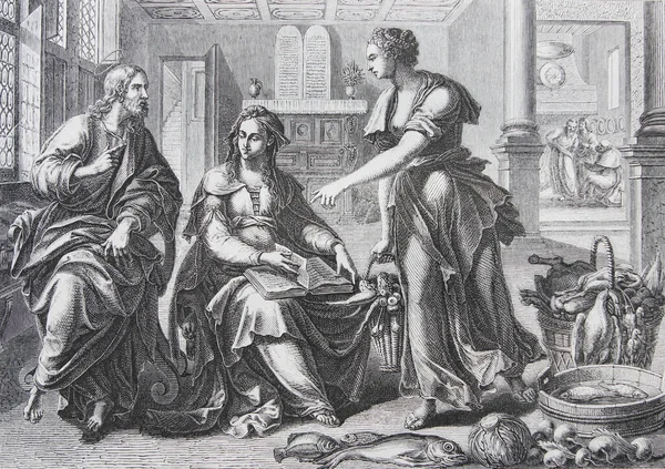 Jesus Mit Martha Und Maria Von Martin Vos Einem Historischen — Stockfoto