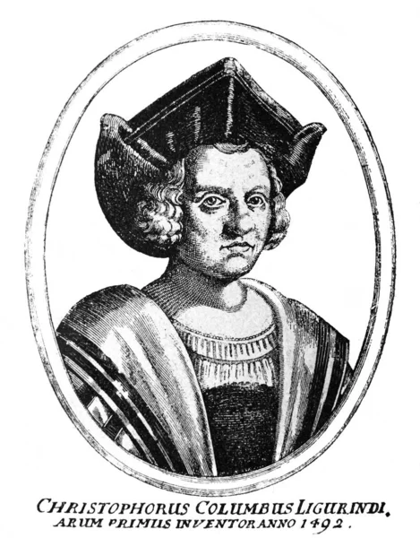 Krzysztof Kolumb Był Włoskim Odkrywcą Nawigatorem Starej Książce Historia Kultury — Zdjęcie stockowe