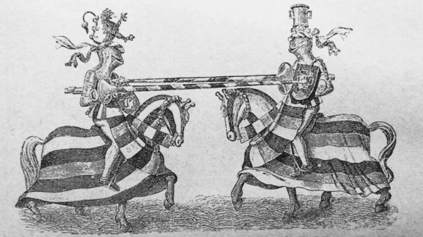 Tournoi Deux Cavaliers Dans Ancien Livre Histoire Culture Par Bitner — Photo
