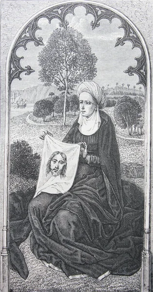 Saint Véronique Jean Mamlinc Gravé Dans Livre Ancien Histoire Des — Photo