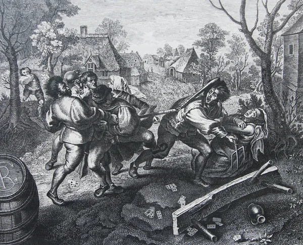 Lotta Contribuenti Pieter Brueghel Incisa Libro Epoca Storia Dei Pittori — Foto Stock
