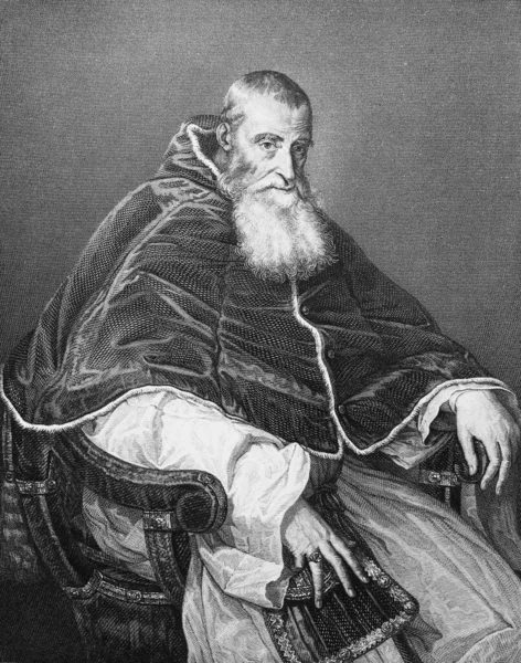 Папа Павел Iii Главой Католической Церкви Старой Книге Портретная Галерея — стоковое фото