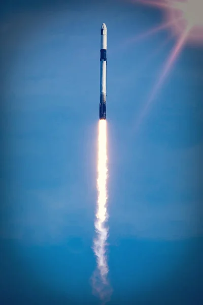 stock image Flying rocket. Rocket launch. The elements of this image furnished by NASA