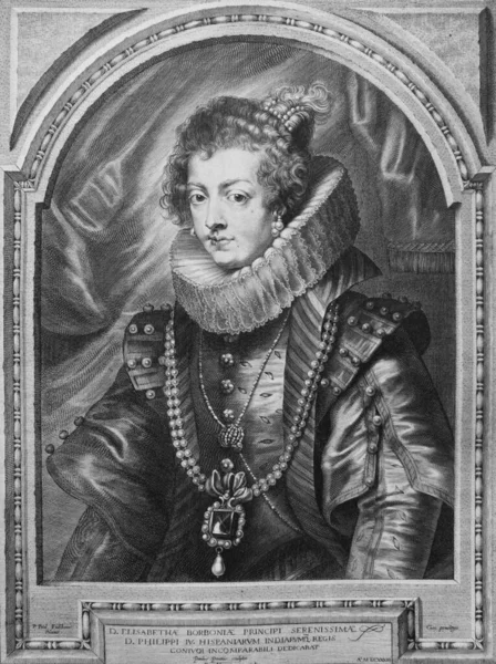 Elisabeth Isabelle Bourbon Était Reine Espagne Portugal Dans Ancien Livre — Photo