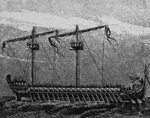 Римский Военный Корабль Трирема Старой Книге История Культуры Битнер 1906 — стоковое фото