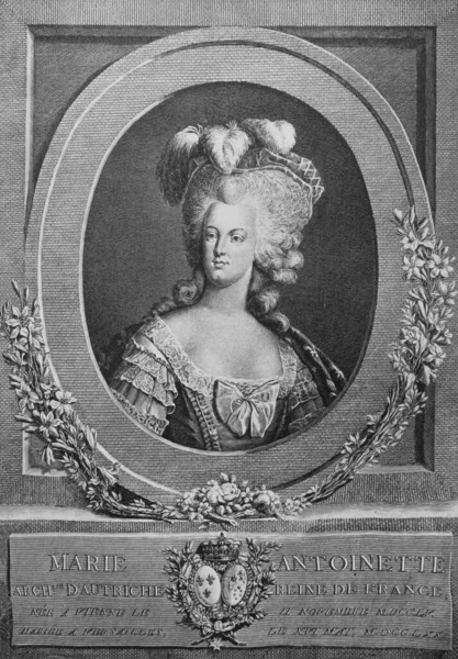 安托瓦内特 Marie Antoinette 是法国大革命前的最后一位法国女王 她在一本由A Suvorina所著的旧书 肖像画廊 Portrait Gallery 中写道 — 图库照片