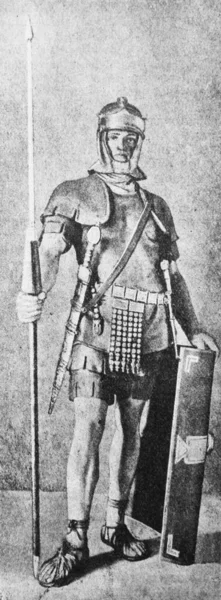 Soldato Romano Nel Vecchio Libro Storia Della Cultura Bitner 1906 — Foto Stock