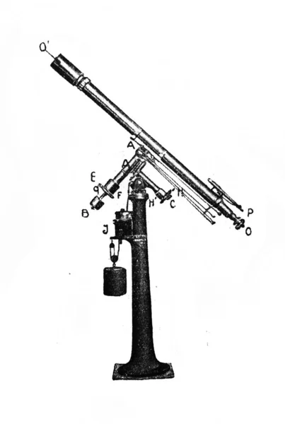 Ισημερινή Ρετρό Τηλεσκόπιο Στο Παλιό Βιβλίο Λαϊκή Εγκυκλοπαίδεια Ταυτότητα Σιτίνα — Φωτογραφία Αρχείου