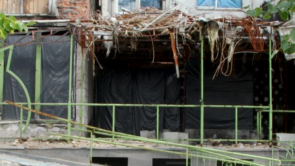 Uszkodzenie Domu Rok Ataku Rakietowym Irpin Ukraina — Wideo stockowe
