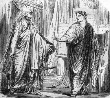 Sezar ve eski kitaptaki asker Ansiklopedi D 'Anecdotes, Laisne, 1857, Paris