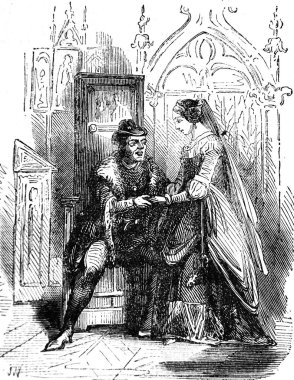 Eski kitaptaki damat ve gelin Ansiklopedisi D 'Anecdotes, Laisne, 1857, Paris