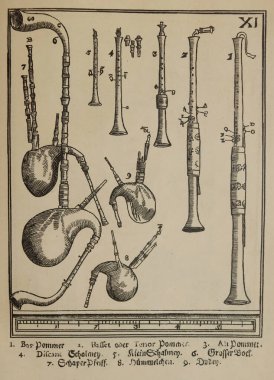 Trompetler, gaydalar eski kitapta Müzik Tarihi, Nauman, 1897, St. Petersburg